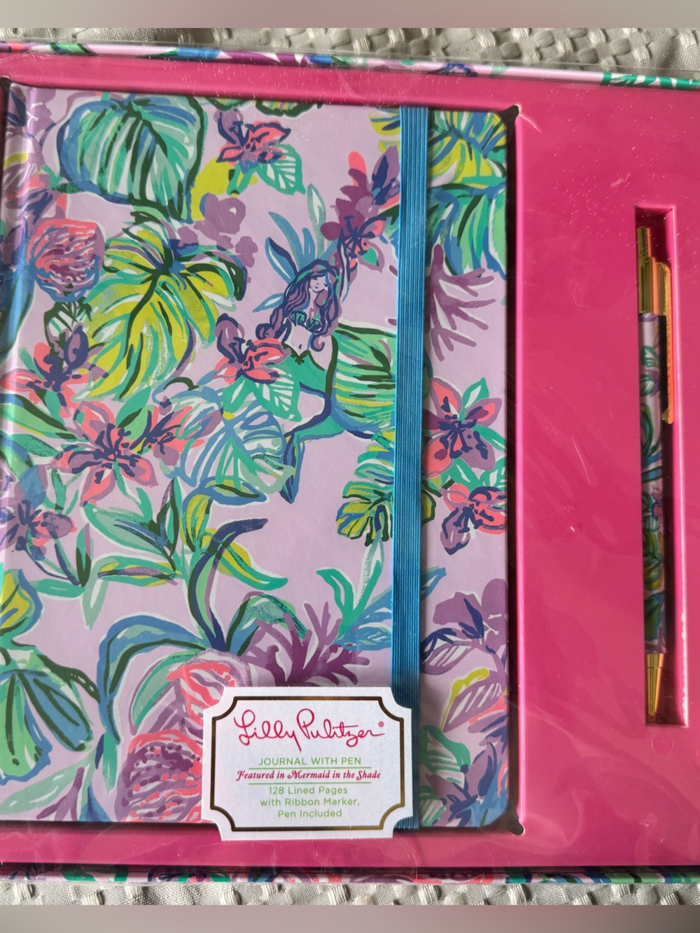 Lilly Pulitzer Tropical Floral Journal & Pen - Pink, Teal, Purple
